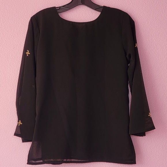 INDIAN EMBROIDERED BLOUSE TOP. SIZE LABEL WAS CUT CHECK THE MEASURES. - Picture 2 of 8